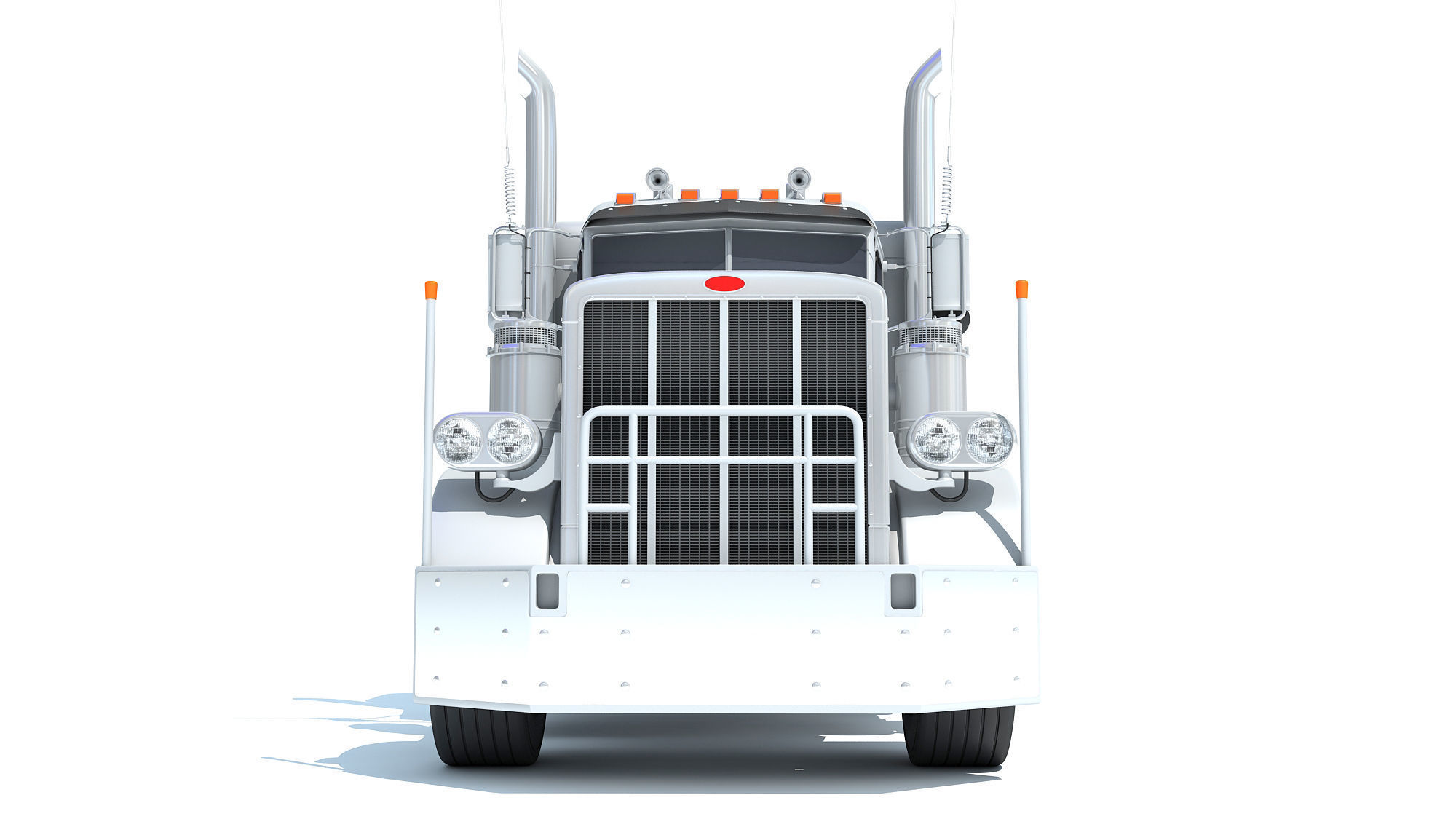 Semi Truck with Lowboy Trailer 3D model_9