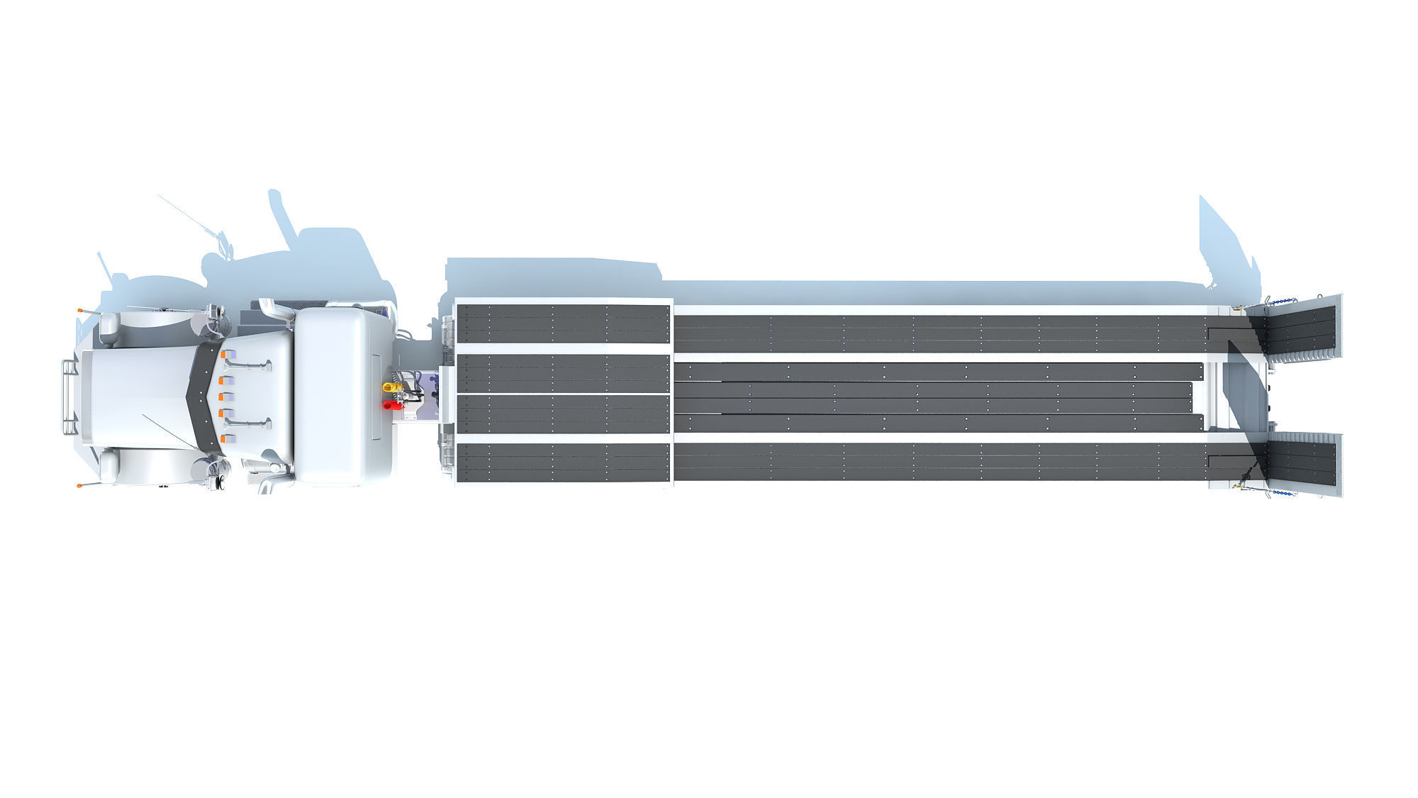 Semi-Truck with Platform Trailer 3D model_11