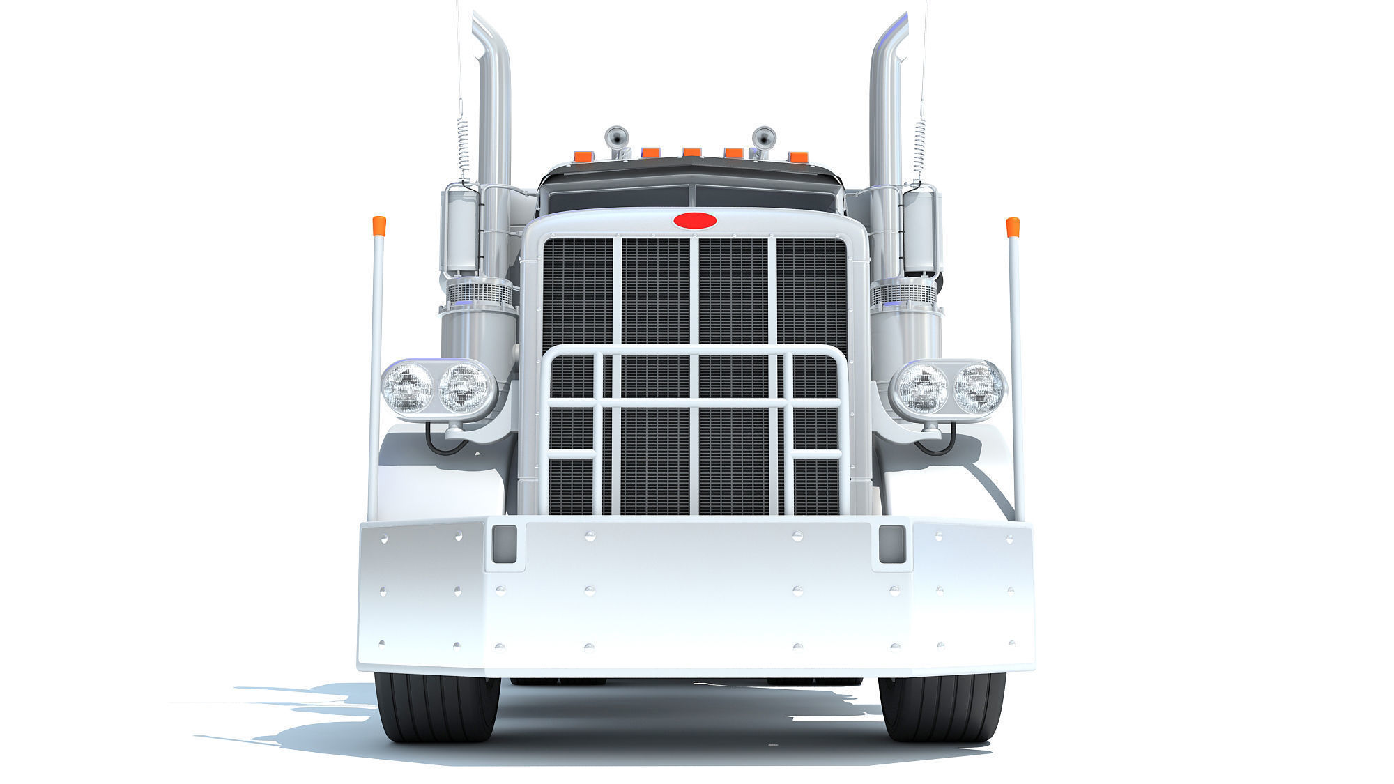Semi-Truck with Platform Trailer 3D model_9
