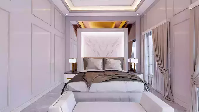 Luxury Modern Bedroom Design with walking Closet full furniture 
