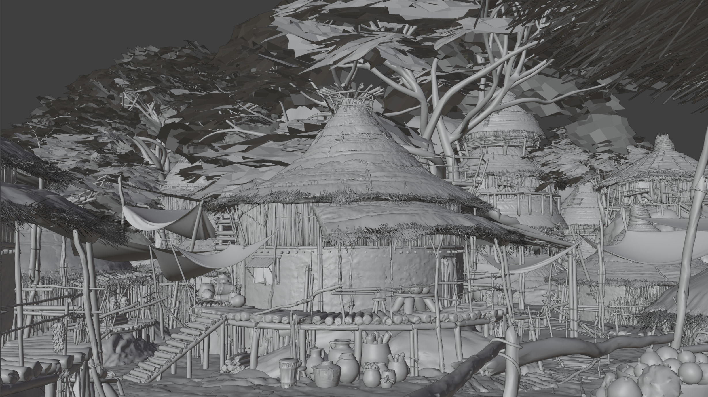 African Village Low-poly 3D model_6