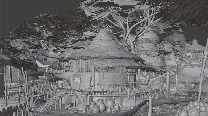African Village Low-poly 3D model 5