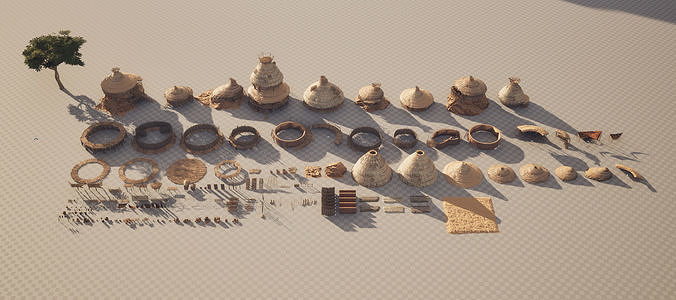 African Village Low-poly 3D model 7