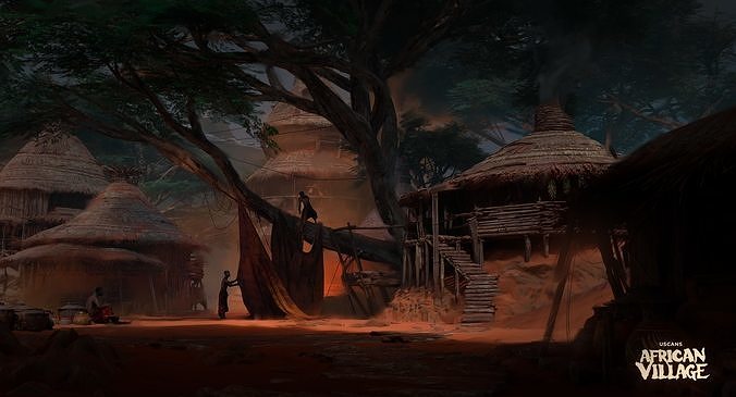 African Village Low-poly 3D model 4