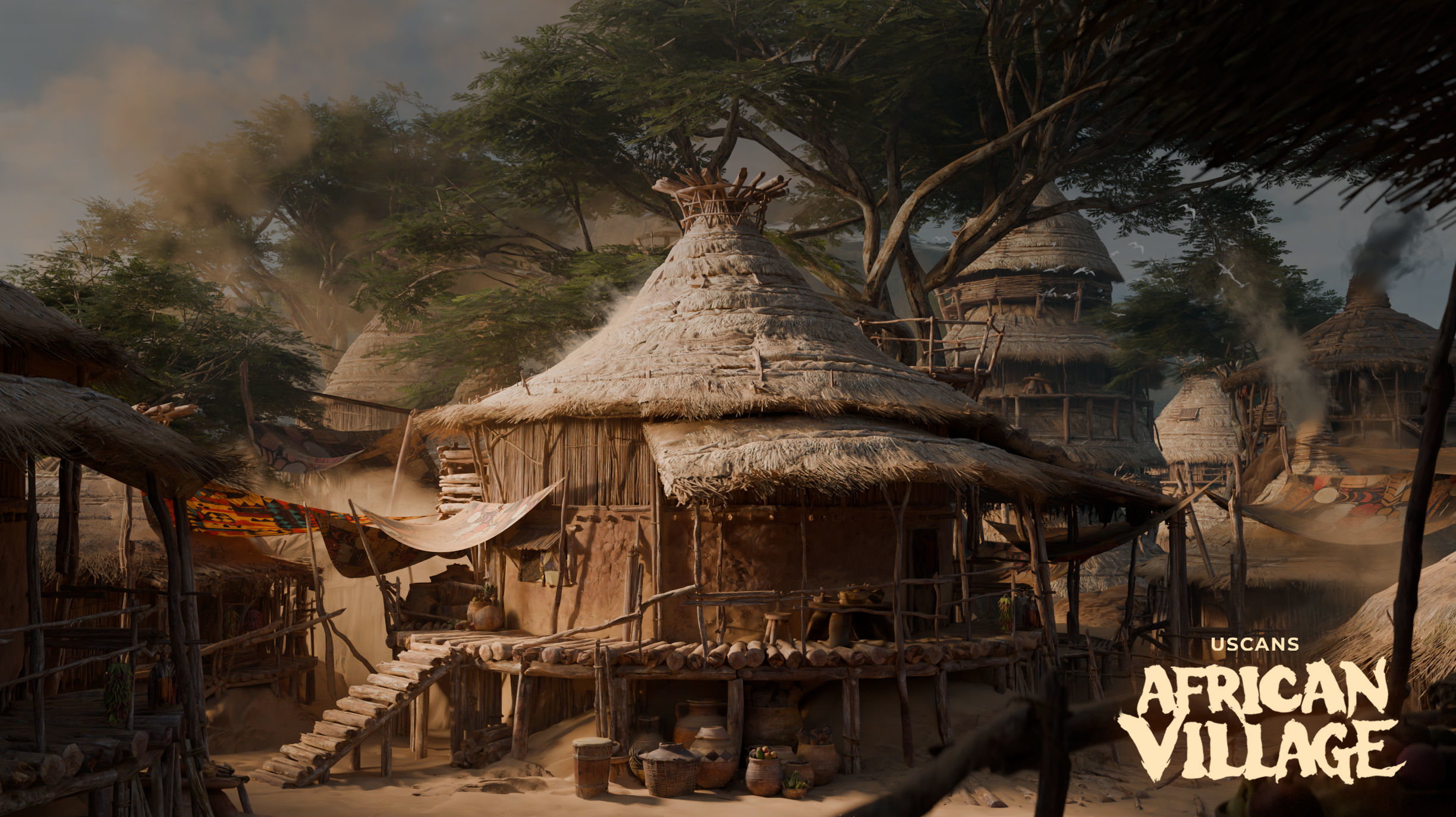 African Village Low-poly 3D model_3