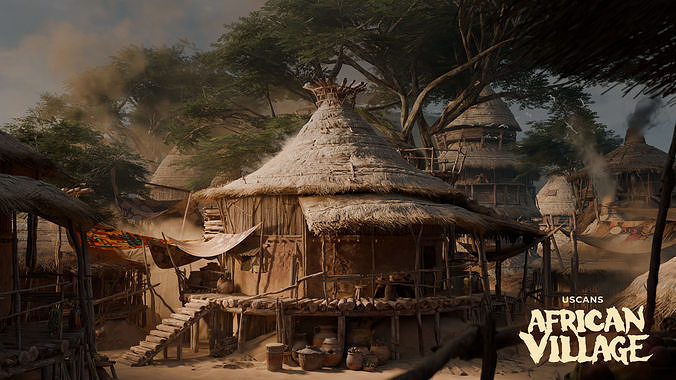 African Village Low-poly 3D model 2