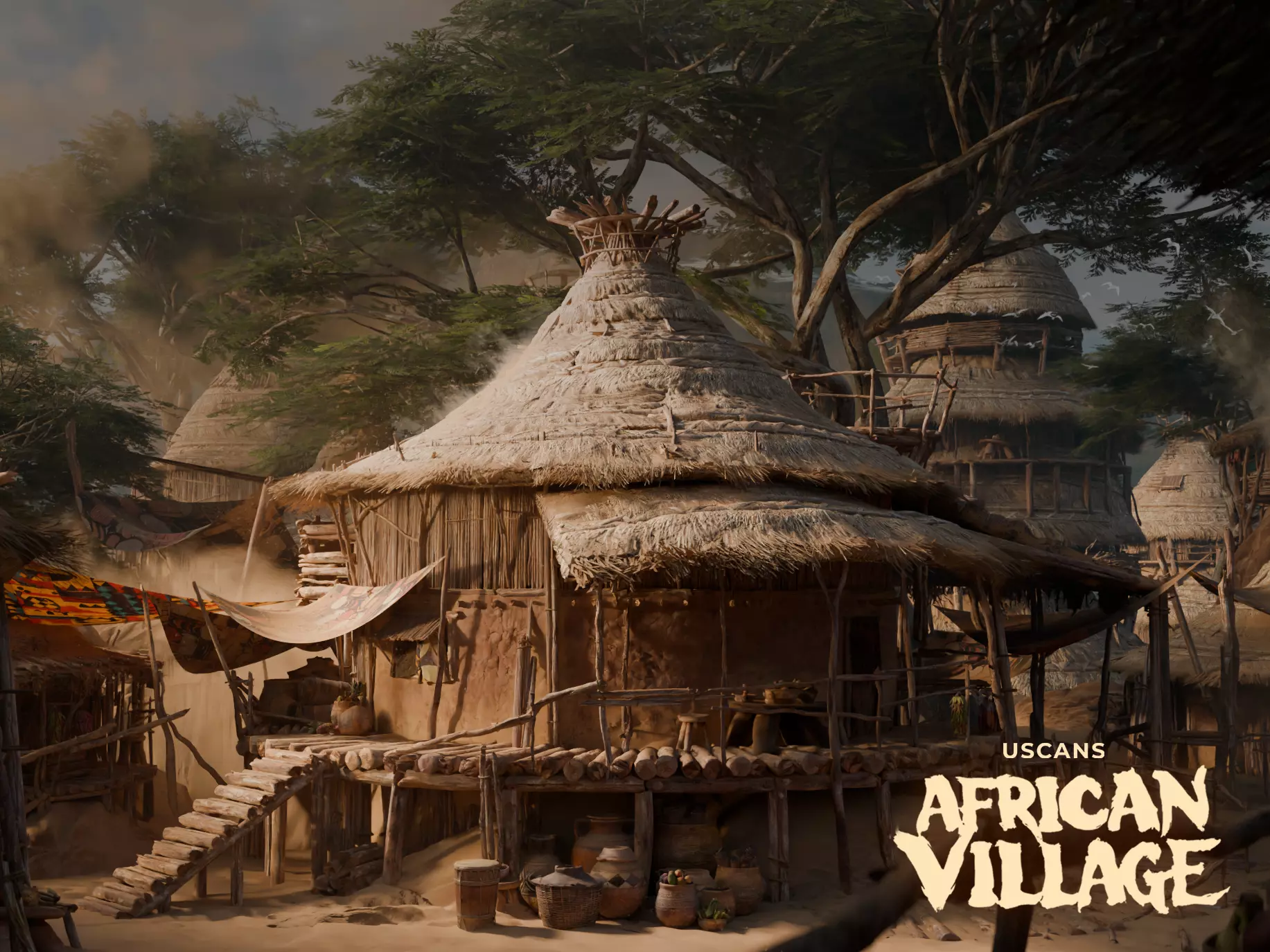 African Village Low-poly 3D model_0