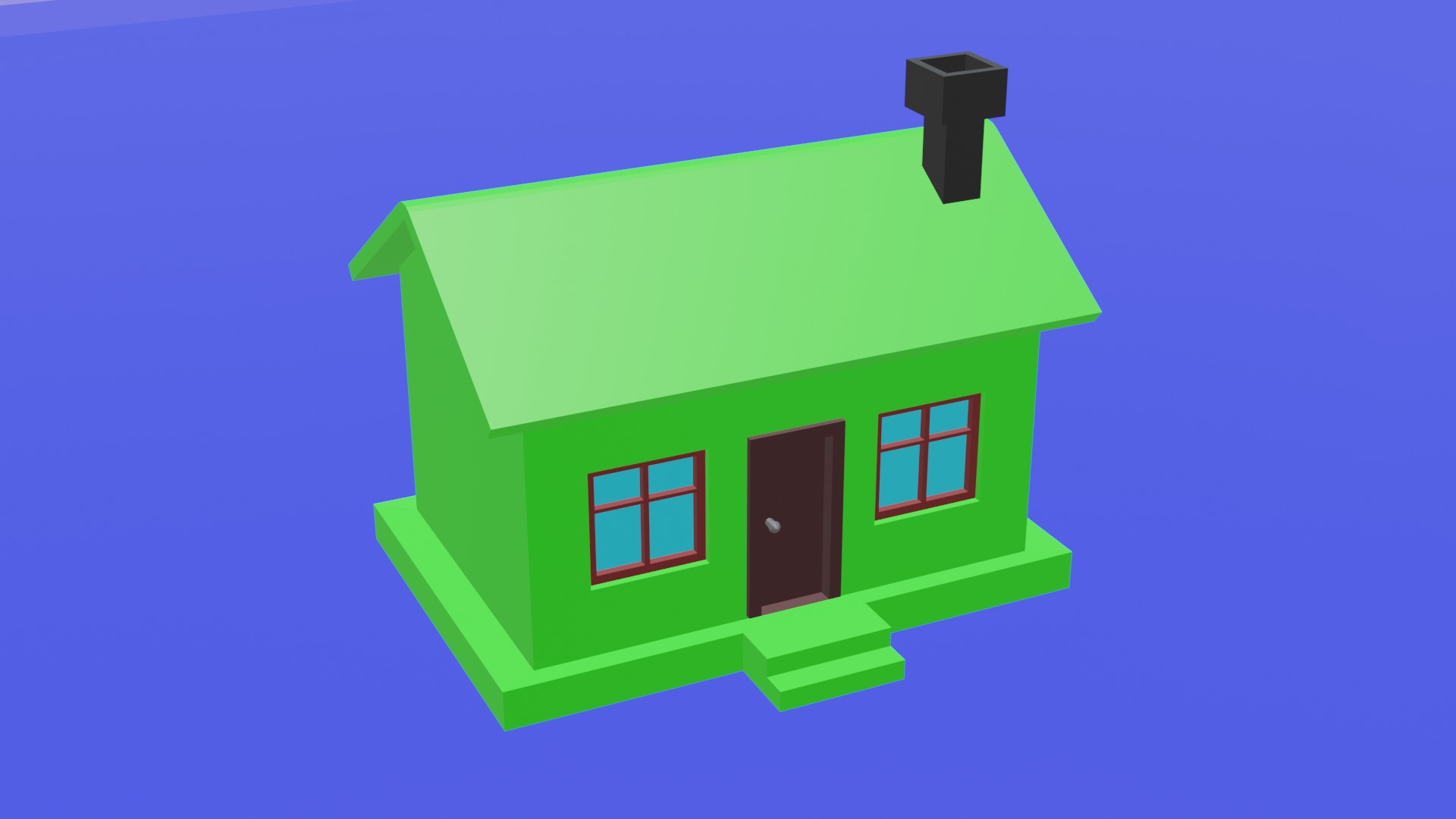 Home with stairs Low-poly 3D model_4