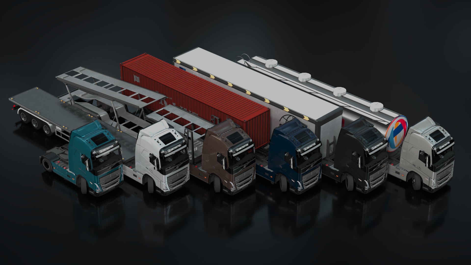 Volvo FH16 Trailer Collection Low-poly 3D model_2