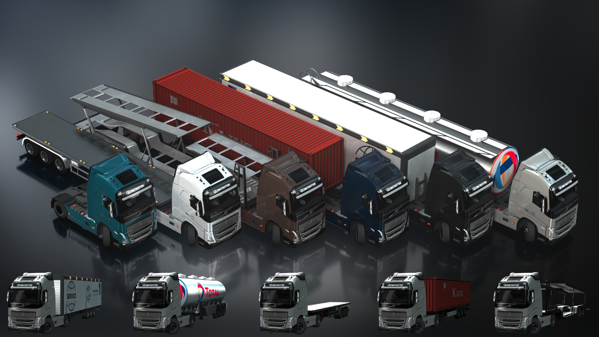 Volvo FH16 Trailer Collection Low-poly 3D model_1