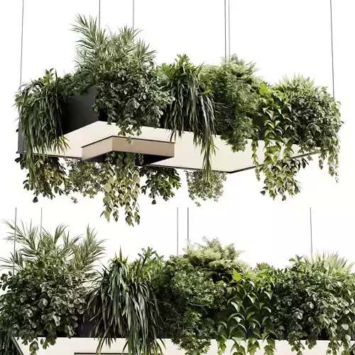 Rectangle pot light pendant - plant light hanging 24 3D model