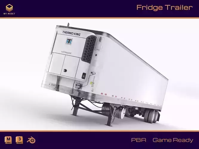 Fridge trailer Low-poly 3D model Fridge trailer Low-poly 3D model
