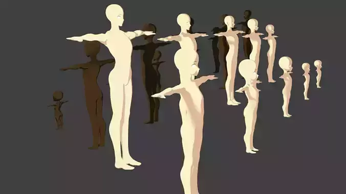 Rigged Black - White male Characters Pack - x20 Manga models