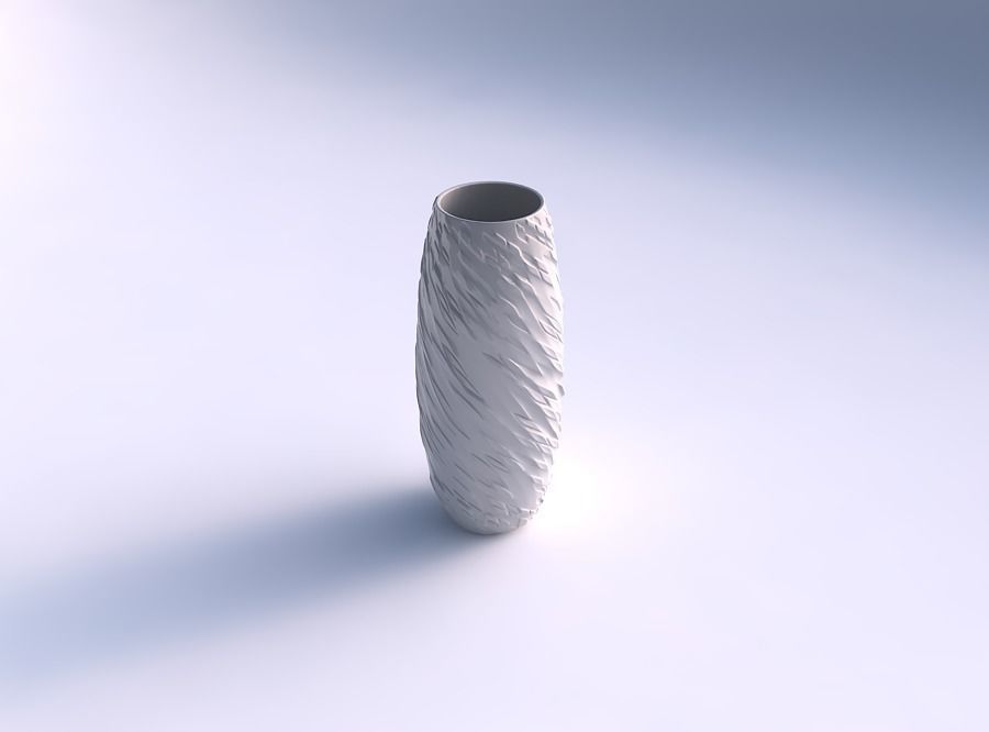 Vase tall twisted with twisted diagonal dents and bulges 3D print model_0