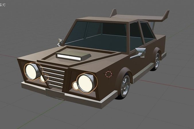 Low-poly Brown Old Car Free low-poly 3D model