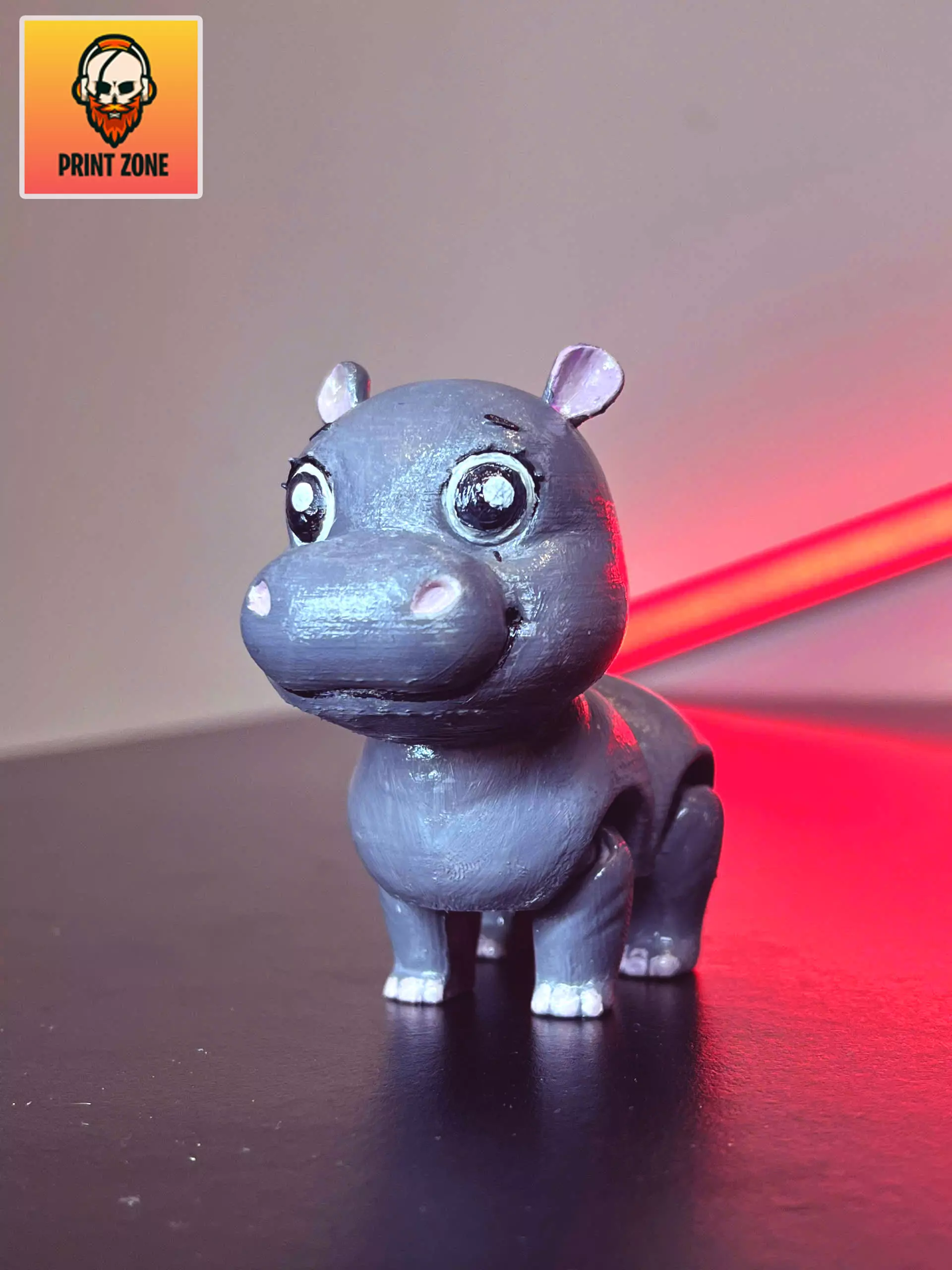 Cute Hippo Articulating Flexi-Print in Place 3D print model