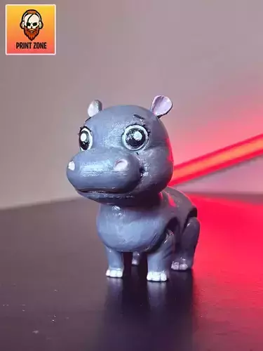Cute Hippo Articulating Flexi-Print in Place