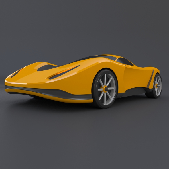 Yellow toy car concept 3D print model_2