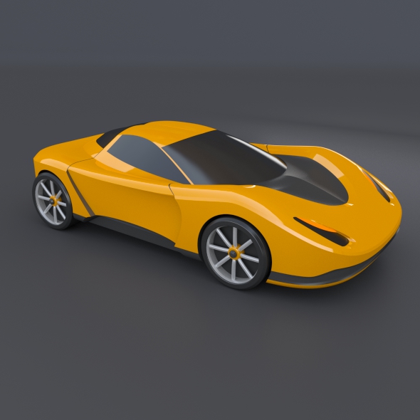Yellow toy car concept 3D print model_1