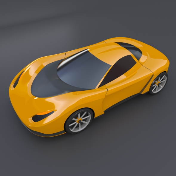 Yellow toy car concept 3D print model_5