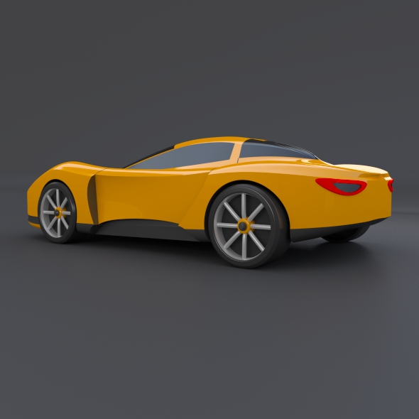 Yellow toy car concept 3D print model_3