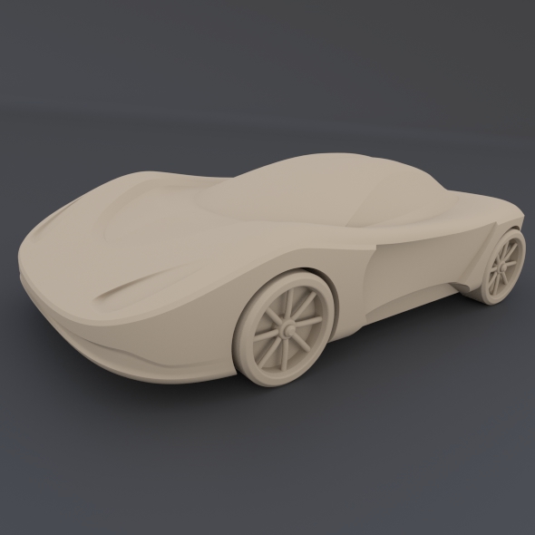 Yellow toy car concept 3D print model_10