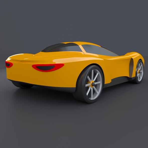 Yellow toy car concept 3D print model_6