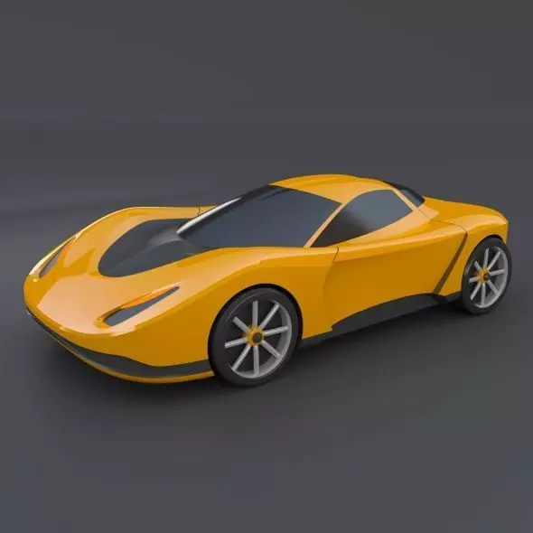 Yellow toy car concept 3D print model_0