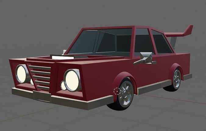 Low-poly Red Old Car Free low-poly 3D model