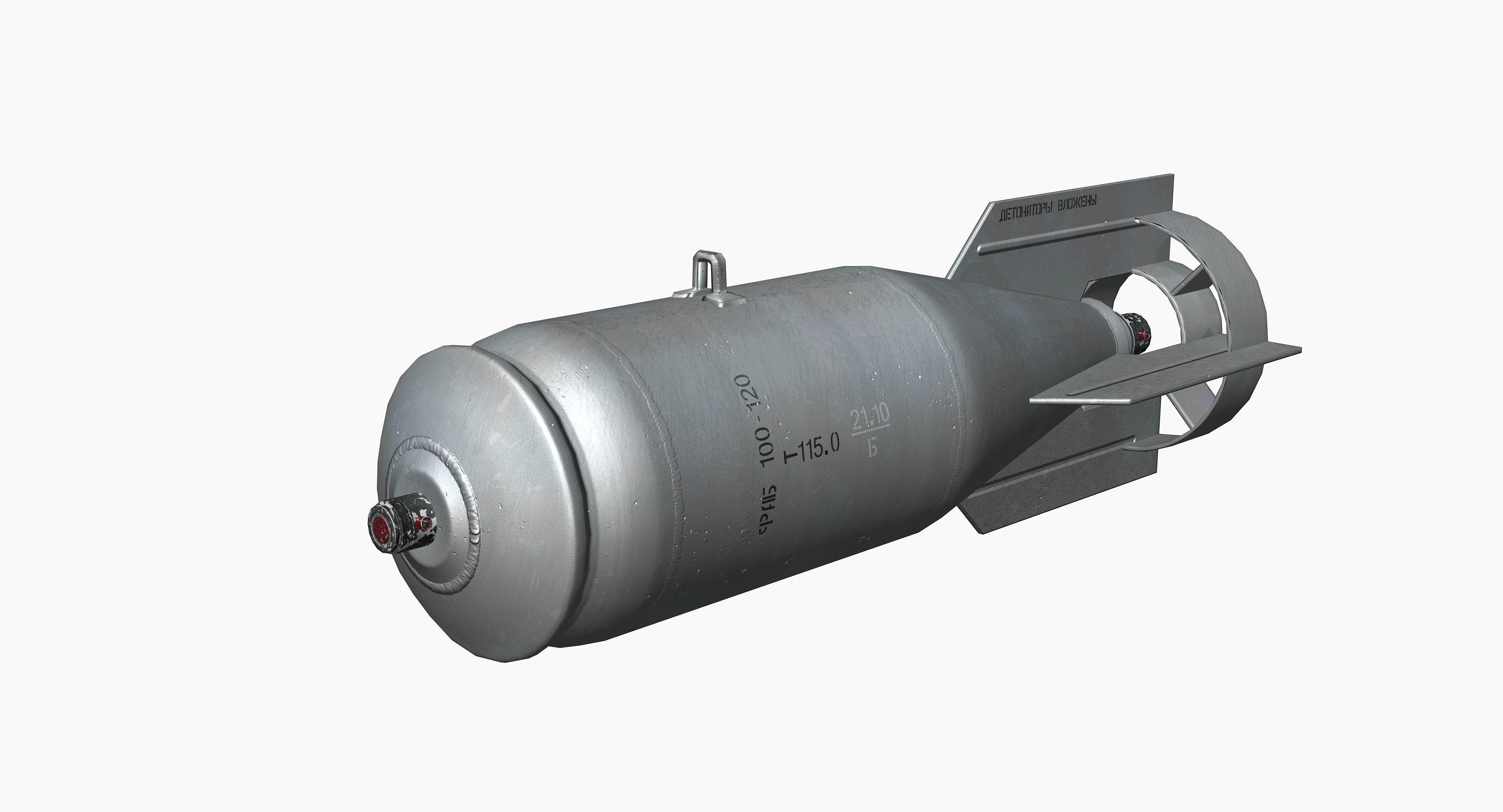 FAB100 Soviet Russian Aircraft Bomb Game Ready PBR Mode Low-poly 3D model_8