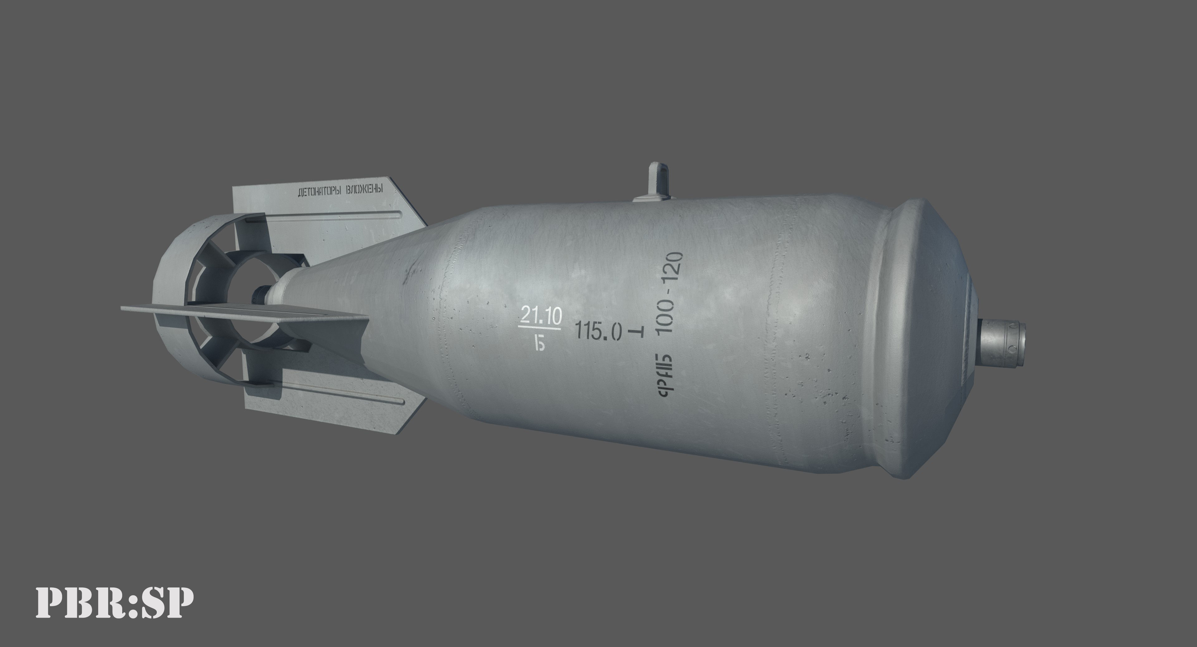 FAB100 Soviet Russian Aircraft Bomb Game Ready PBR Mode Low-poly 3D model_2
