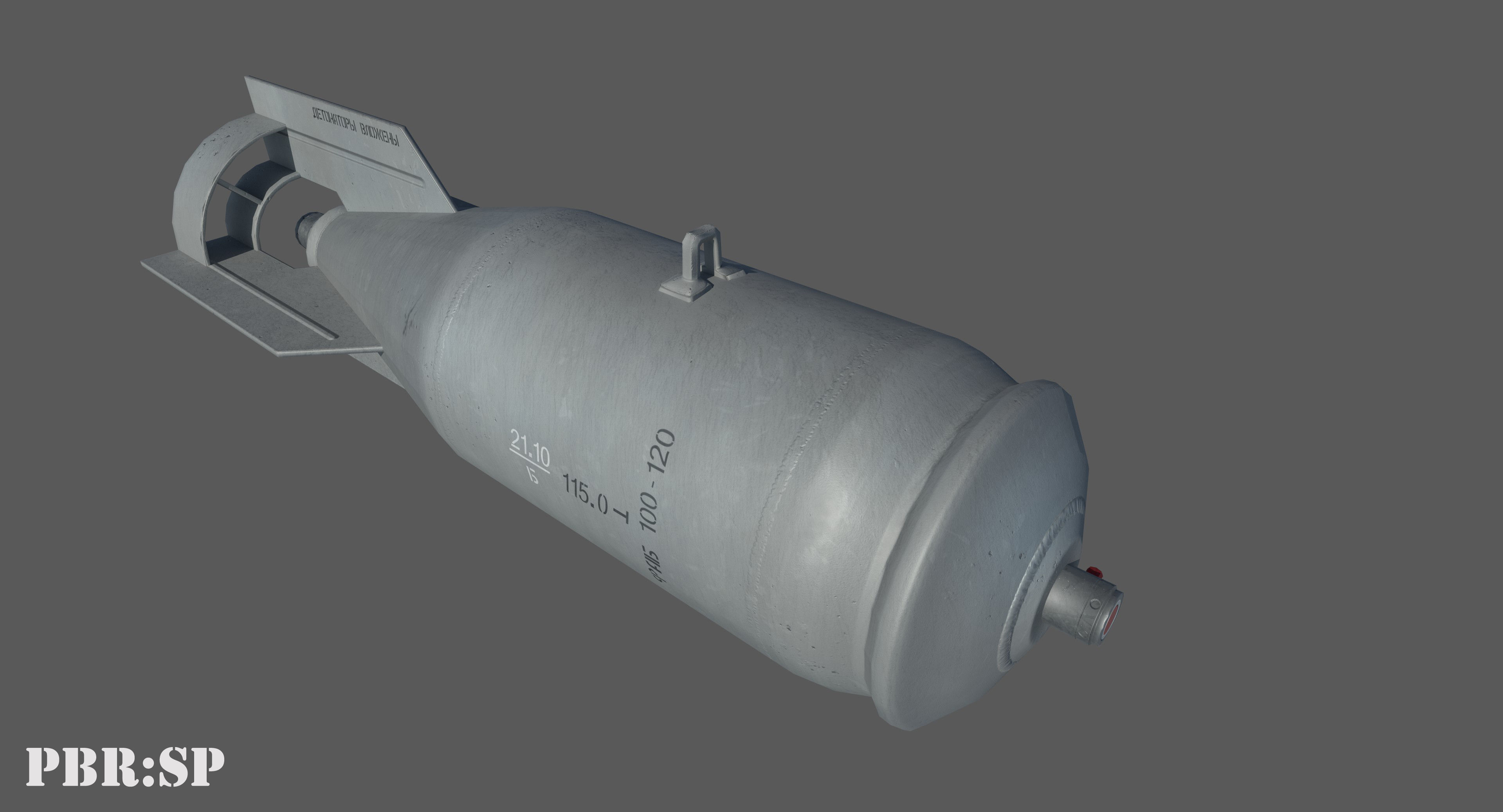 FAB100 Soviet Russian Aircraft Bomb Game Ready PBR Mode Low-poly 3D model_3