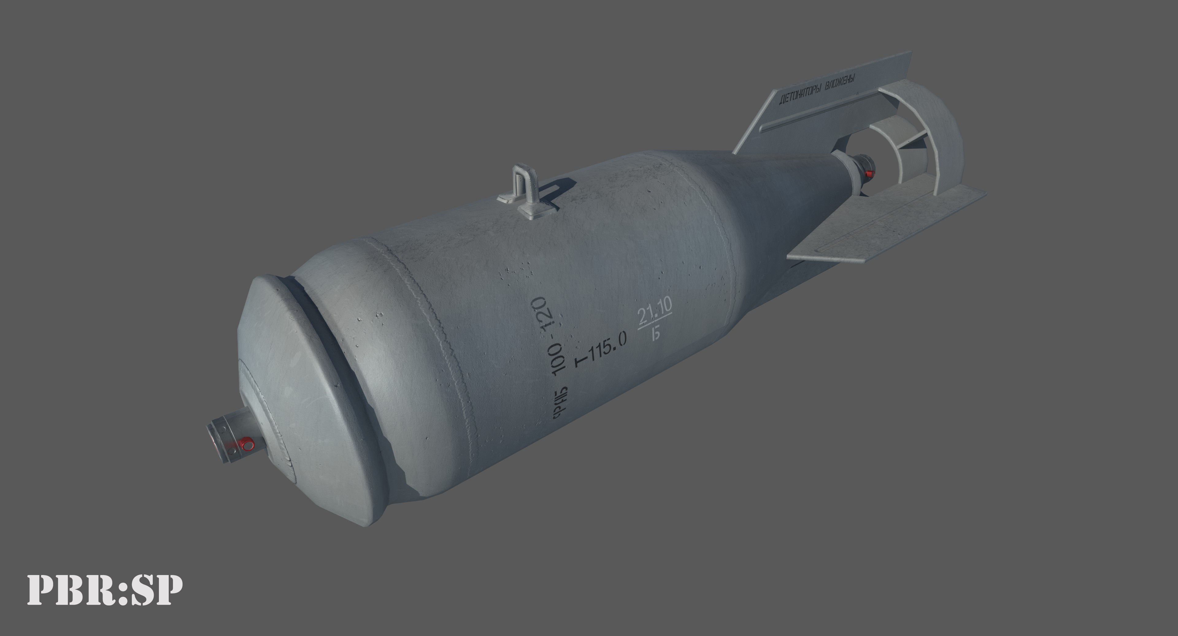 FAB100 Soviet Russian Aircraft Bomb Game Ready PBR Mode Low-poly 3D model_4