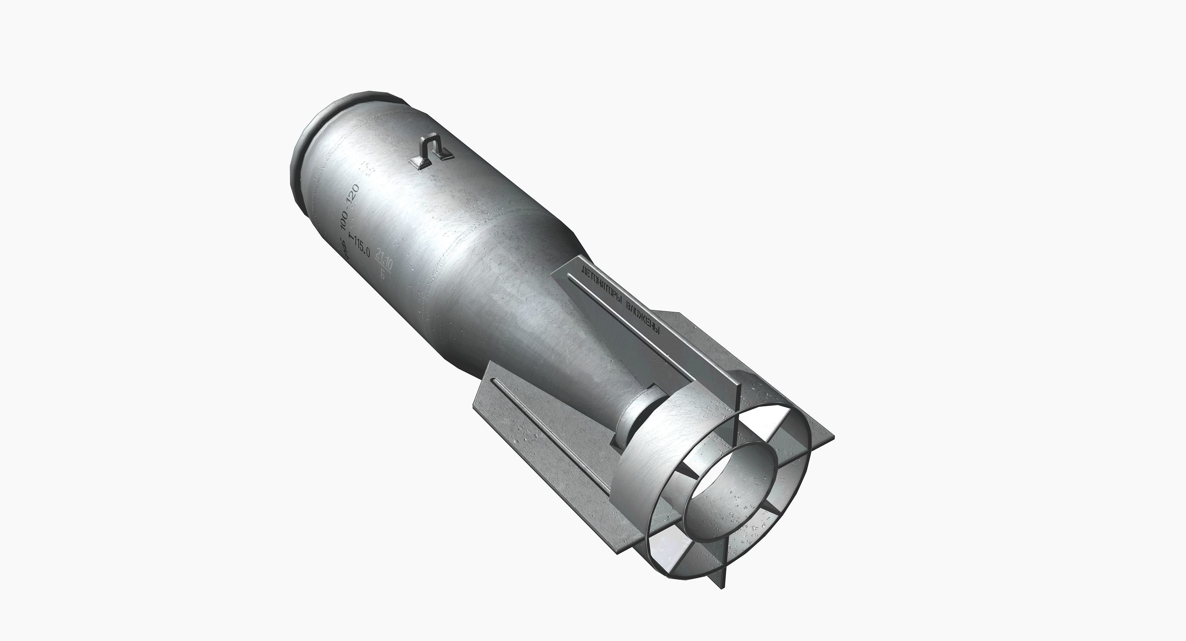 FAB100 Soviet Russian Aircraft Bomb Game Ready PBR Mode Low-poly 3D model_11