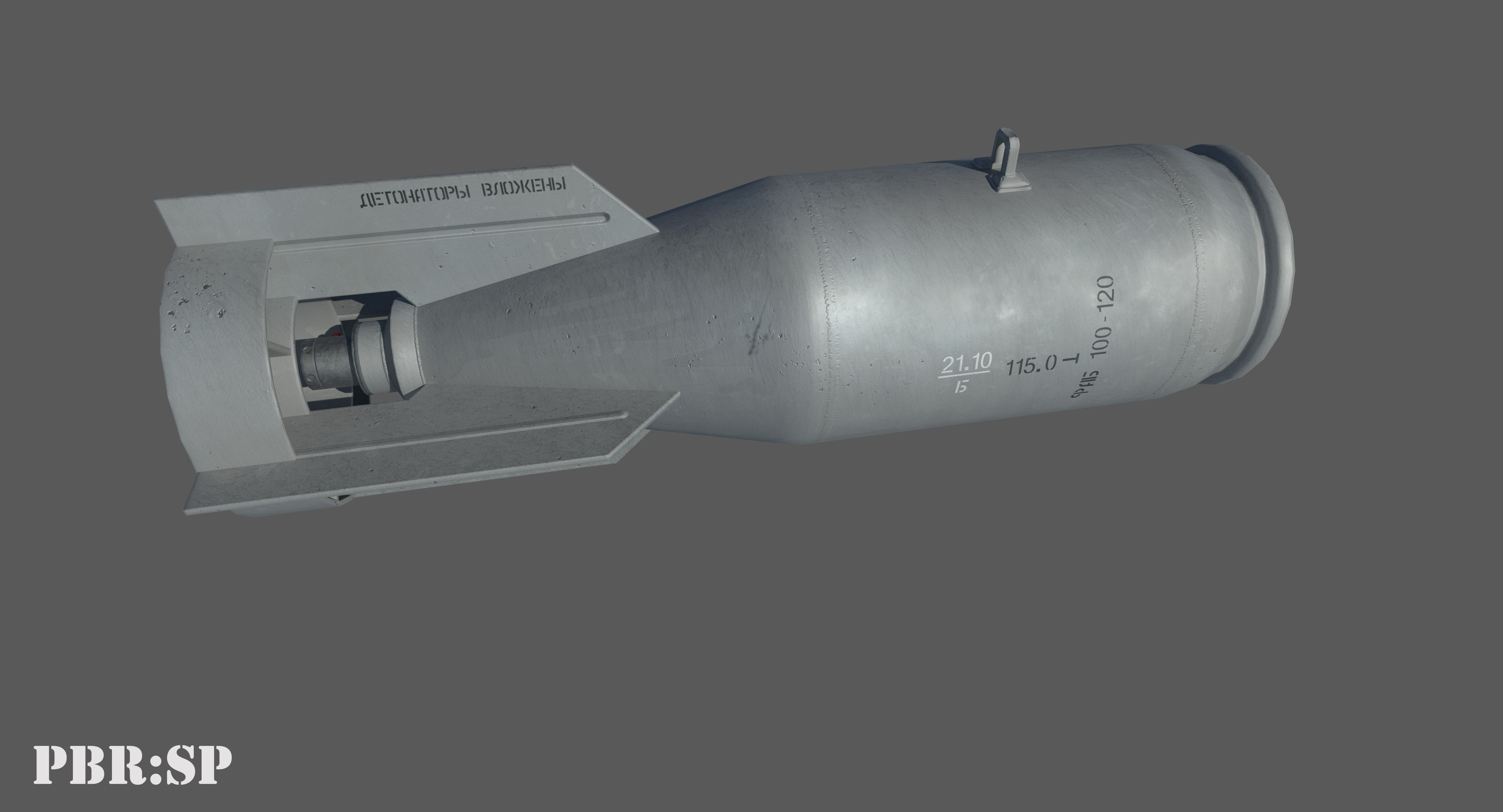 FAB100 Soviet Russian Aircraft Bomb Game Ready PBR Mode Low-poly 3D model_7