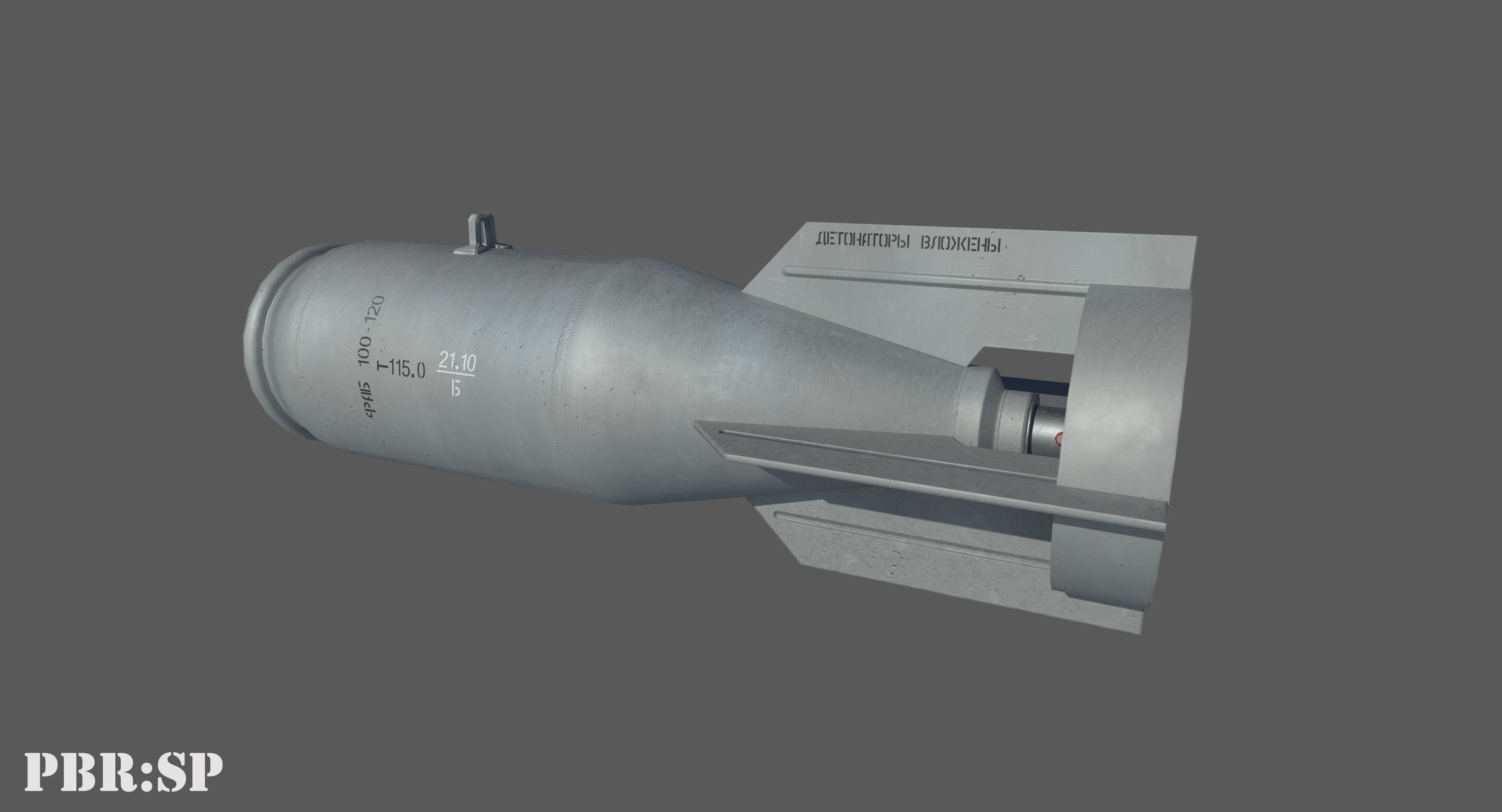FAB100 Soviet Russian Aircraft Bomb Game Ready PBR Mode Low-poly 3D model_5