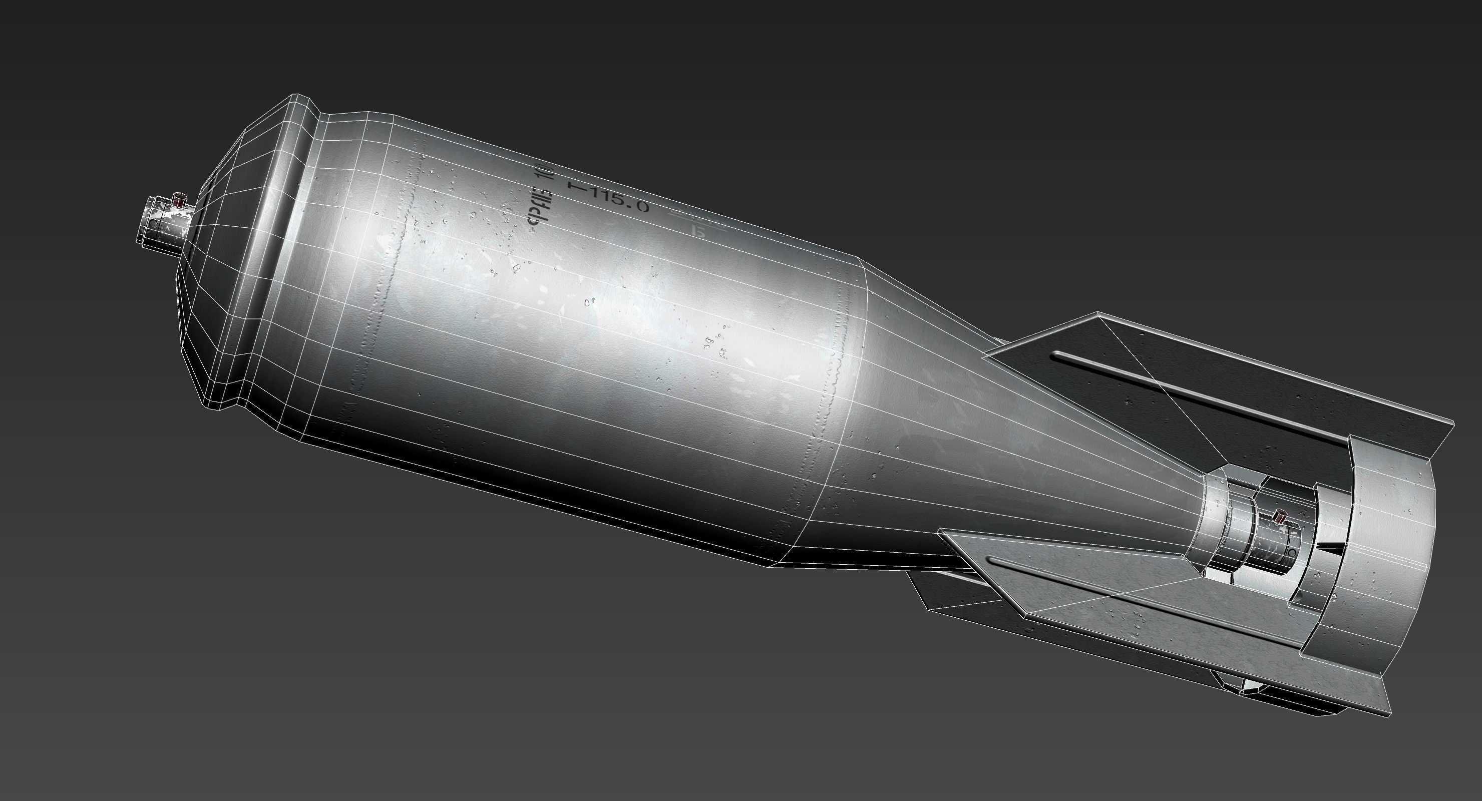 FAB100 Soviet Russian Aircraft Bomb Game Ready PBR Mode Low-poly 3D model_21