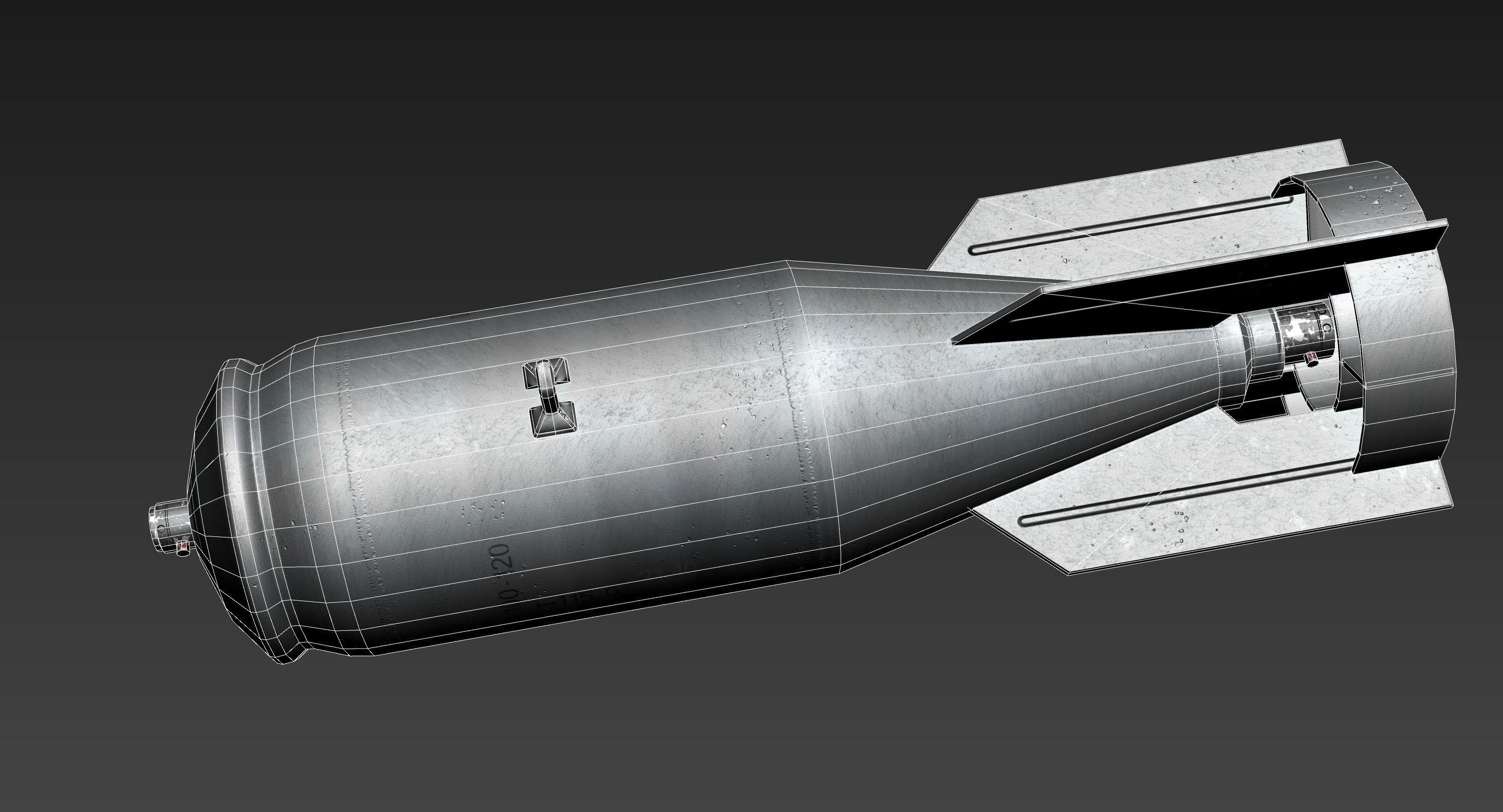 FAB100 Soviet Russian Aircraft Bomb Game Ready PBR Mode Low-poly 3D model_20