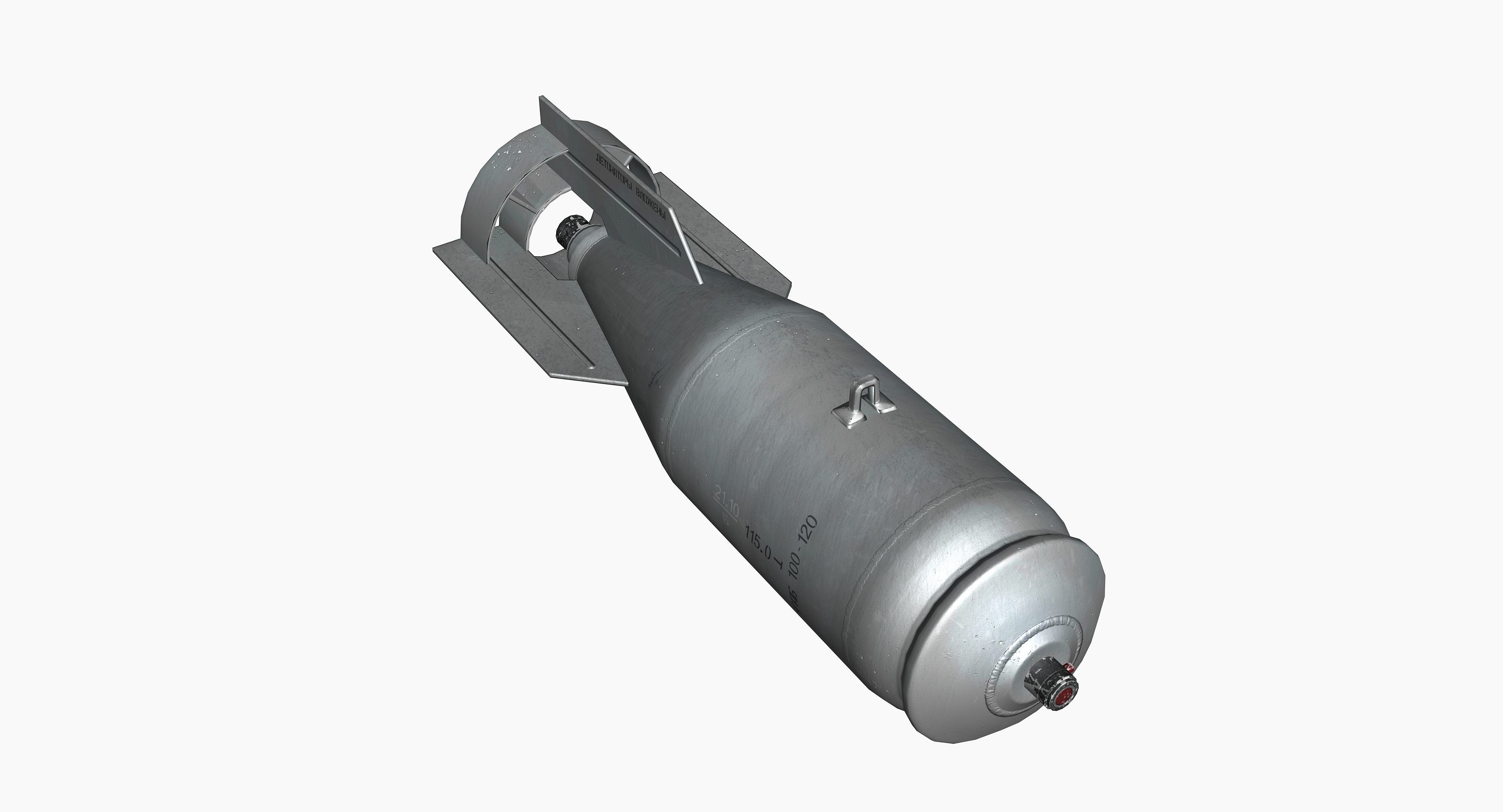 FAB100 Soviet Russian Aircraft Bomb Game Ready PBR Mode Low-poly 3D model_15
