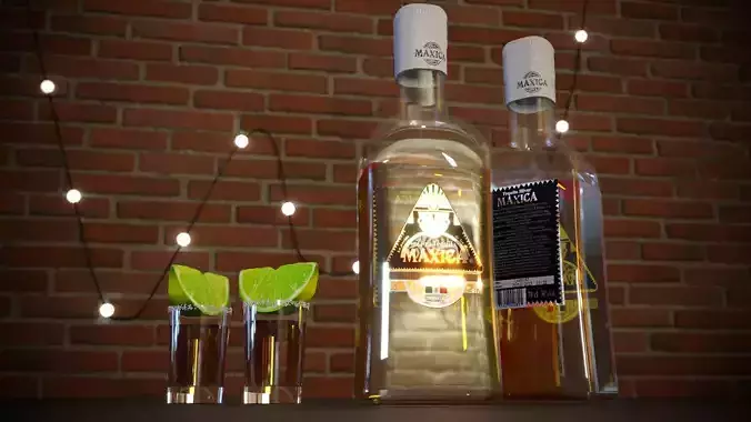 Tequila with lime 3D model