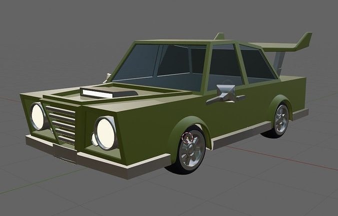 Low-poly Green Old Car Free low-poly 3D model