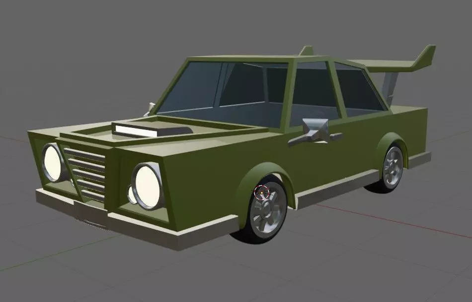 Low-poly Green Old Car Free low-poly 3D model
