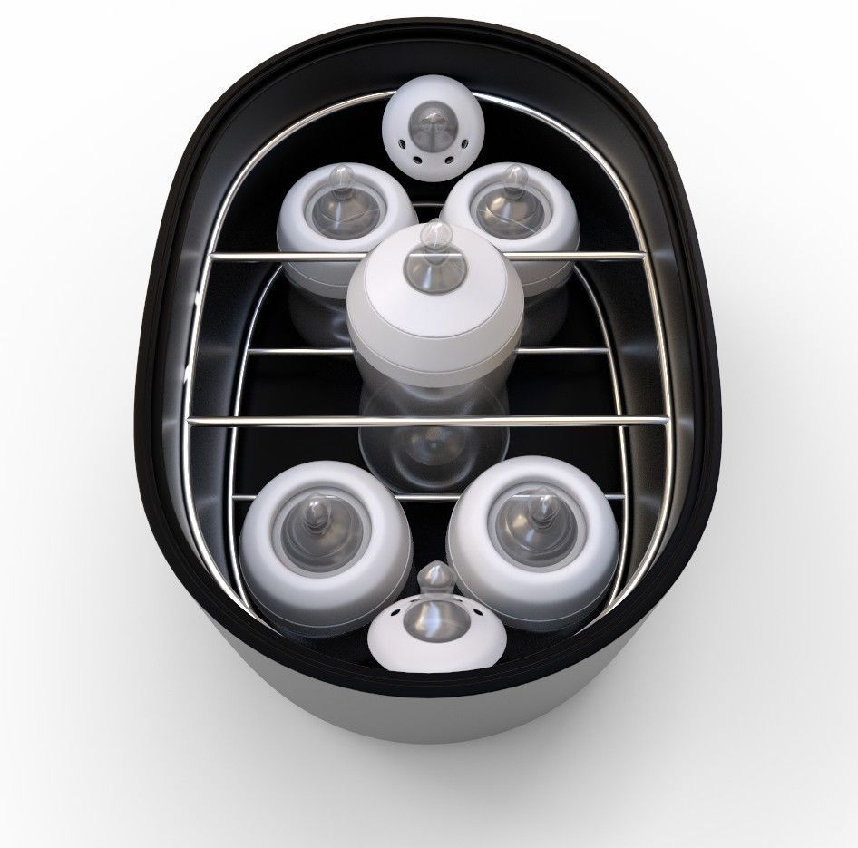 Set of Baby bottles with sterilizer Low-poly 3D model_2