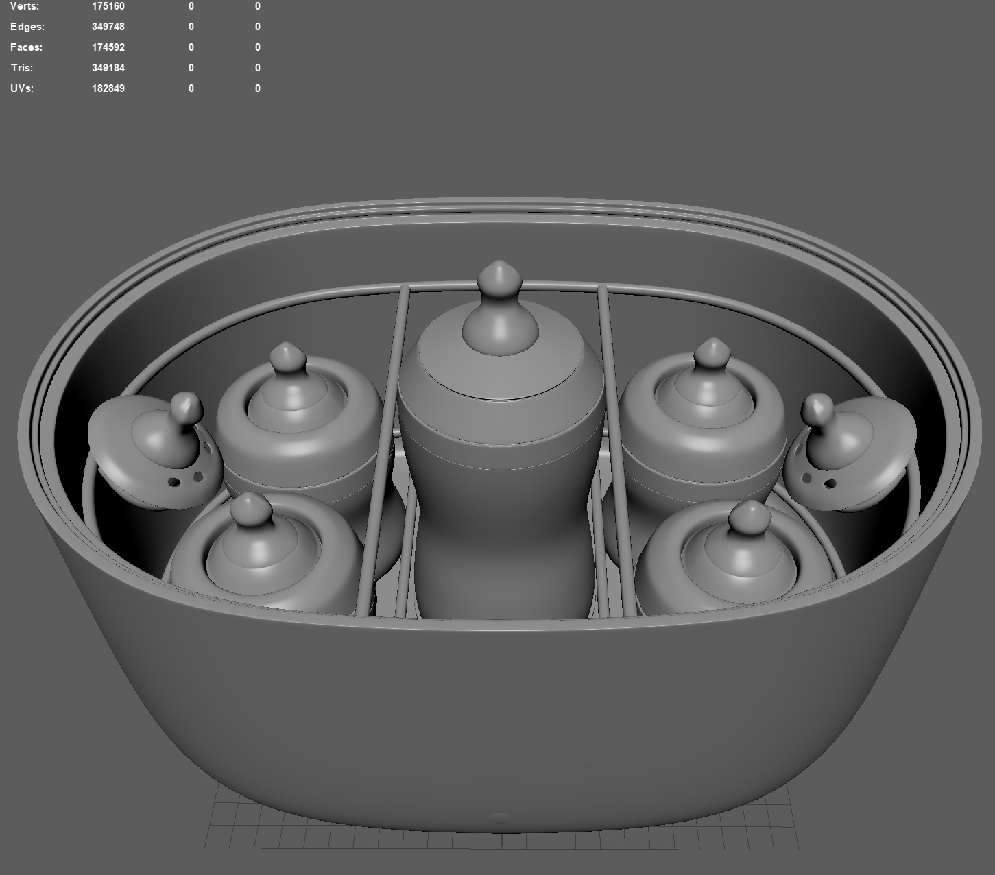 Set of Baby bottles with sterilizer Low-poly 3D model_4