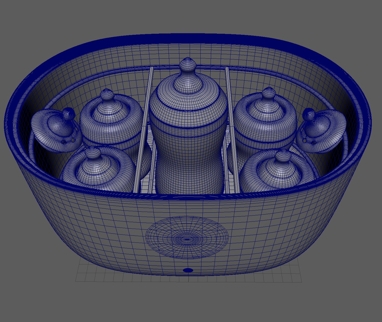 Set of Baby bottles with sterilizer Low-poly 3D model_5