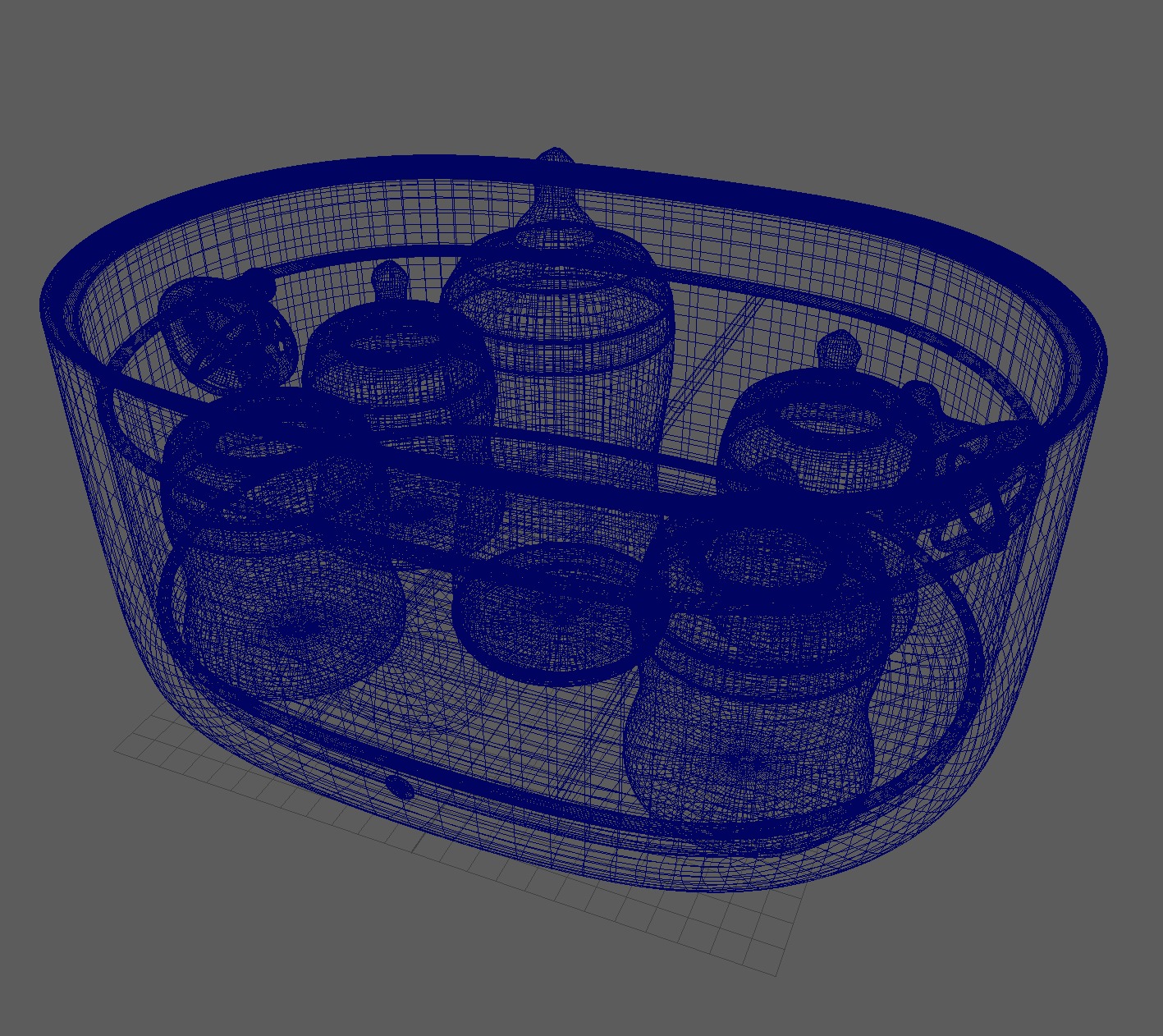 Set of Baby bottles with sterilizer Low-poly 3D model_6