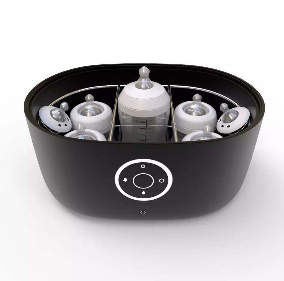 Set of Baby bottles with sterilizer Low-poly 3D model_0