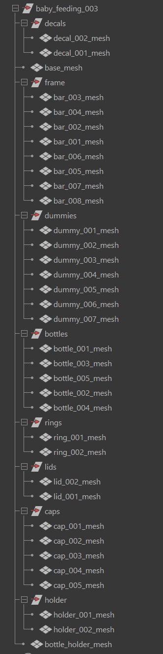 Set of Baby bottles with sterilizer Low-poly 3D model_9