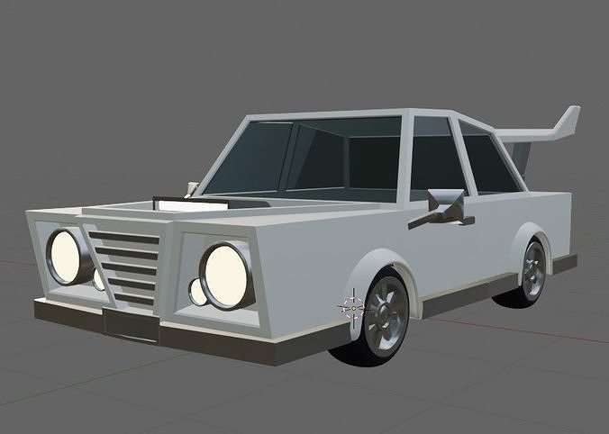 Low-poly White Old Car Free low-poly 3D model
