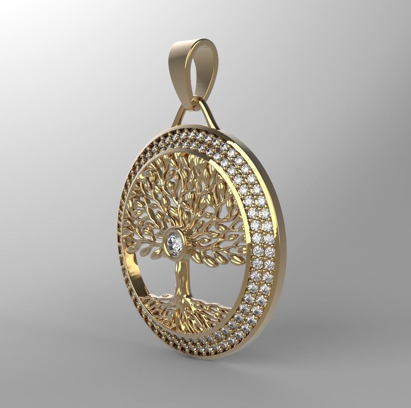 Tree of Life Cast Stone Pendant 3D print model_1